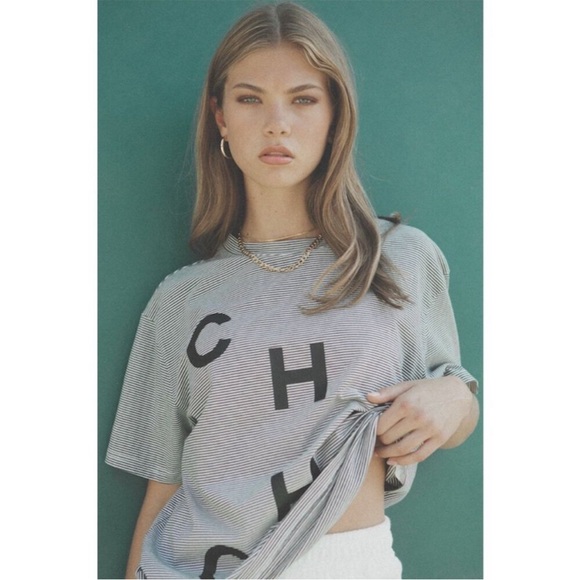 ⭐️ EllandEm Ell and Em Cha Cha Striped Black and White Graphic Tee MEDIUM - Picture 2 of 12